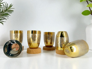 Classic Steels Stainless Steel Gold Laser Lotus Glass Set of 6 for Water, Milk, Lassi & Juice | International Standard Food Grade PVD Gold Coating | 300 ML Each | 1 Year Guarantee